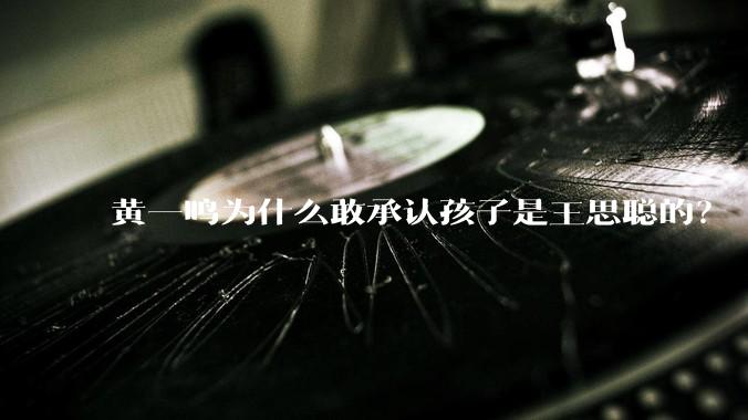 黄一鸣为什么敢承认孩子是王思聪的？